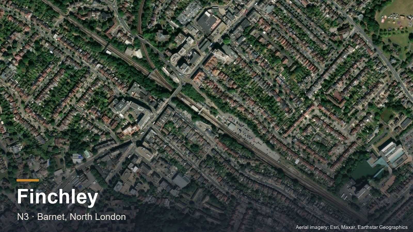 Aerial view of Finchley, North London