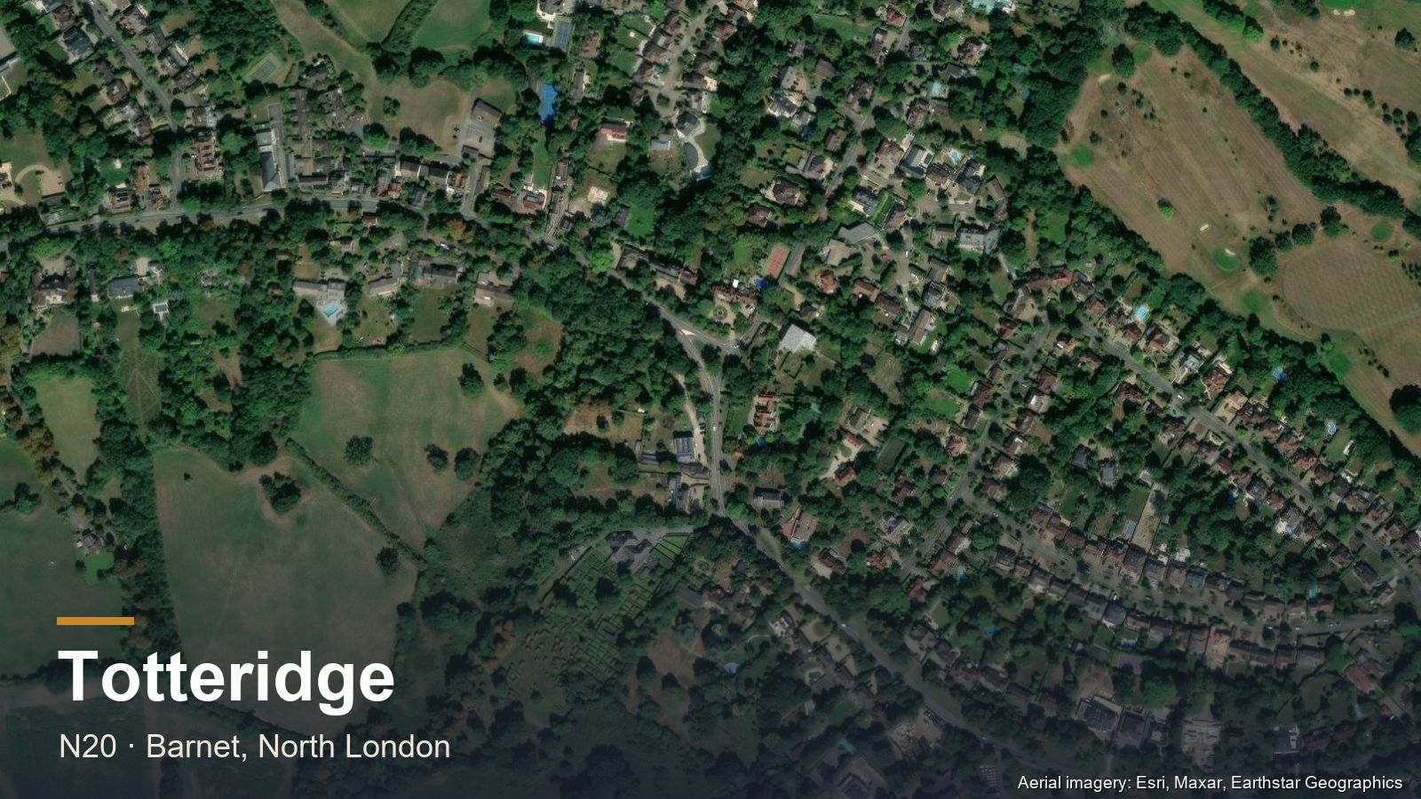 Aerial view of Totteridge, North London